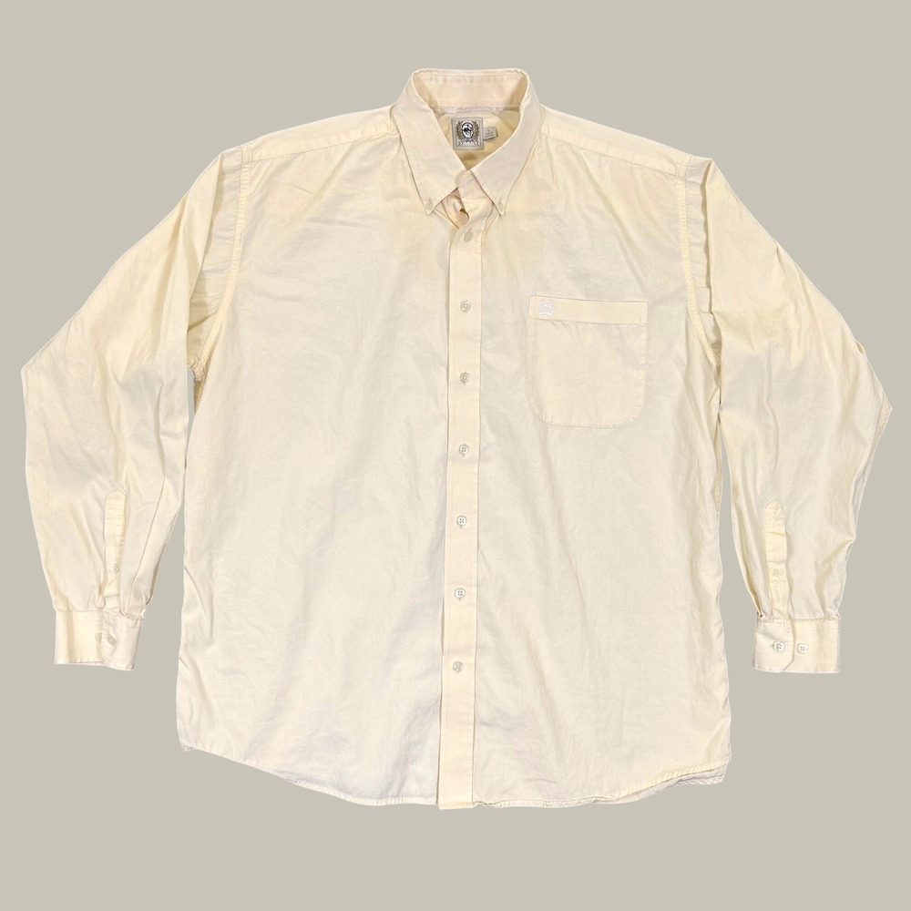 Cinch Button Down Shirt Men L Yellow Butter Western Cowboy Cotton Casual